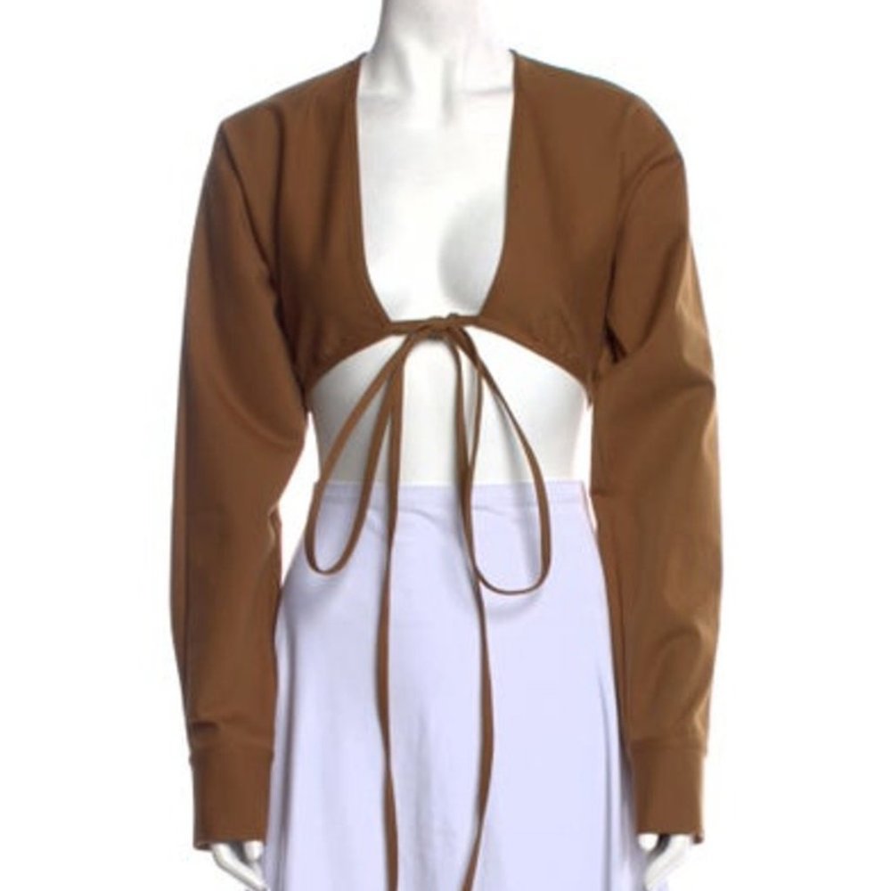 Christopher Esber Long Sleeve Cropped Denim Jacket